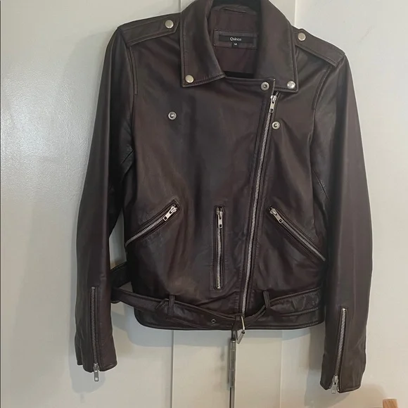 Quince 100% sheep Leather Motorcycle Jacket, color port , size medium - Picture 5 of 12